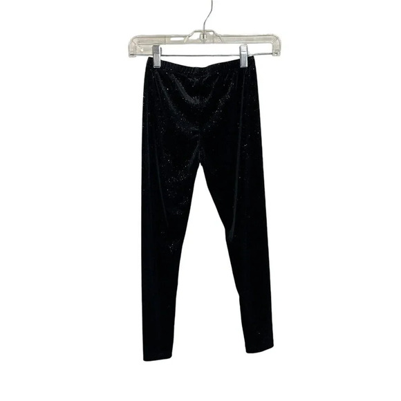 Epic Threads Black Velour Glitter Sparkle Leggings Medium Elastic Waist Pull On - Picture 2 of 3